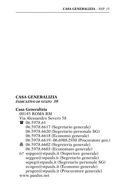 indirizzi paolini - Societa San Paolo