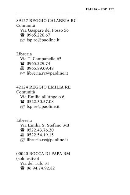 indirizzi paolini - Societa San Paolo