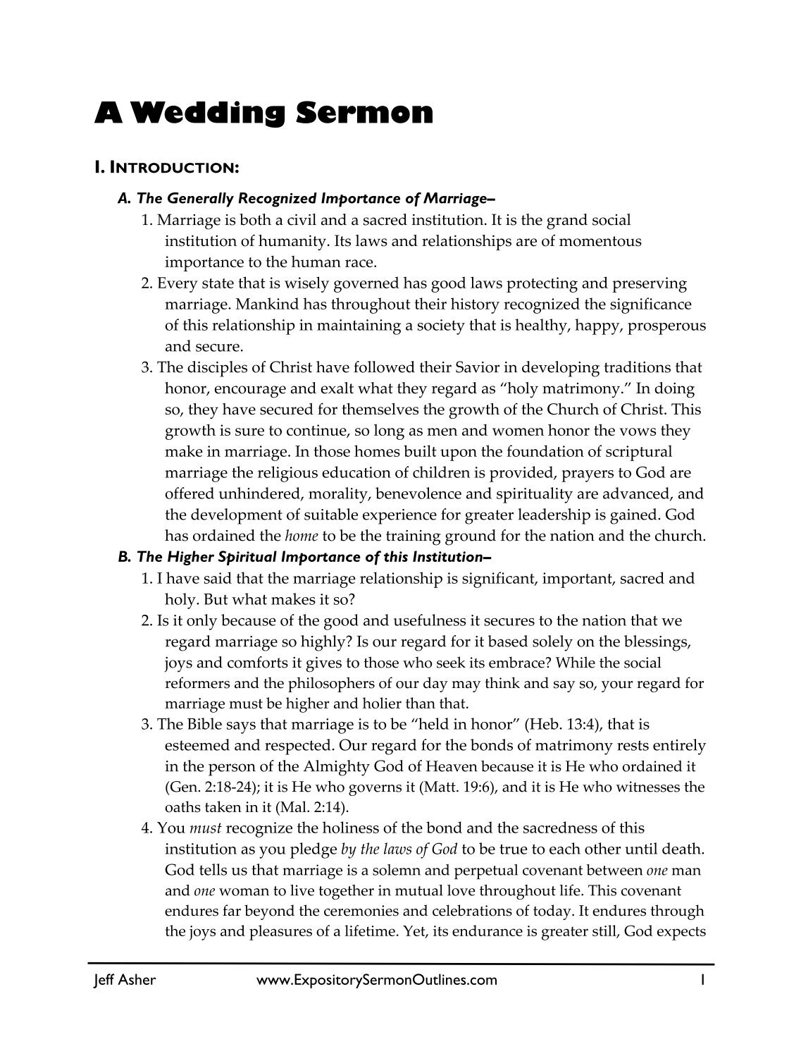 wedding sermons outline