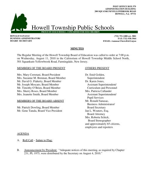 MINUTES 08-11-10.pdf - Howell Township Public Schools