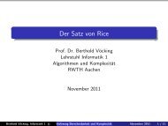 Der Satz von Rice - Lehrstuhl Informatik 1