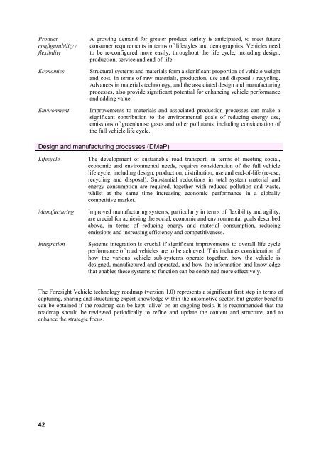 Foresight Vehicle Technology Roadmap - Institute for Manufacturing