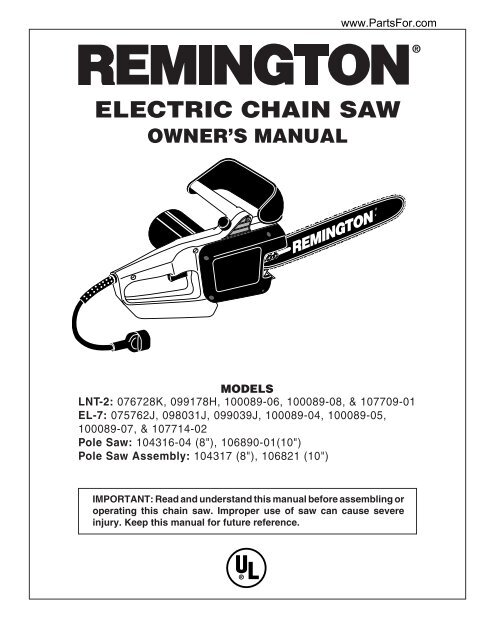 076728k - Remington Electric Chain Saws