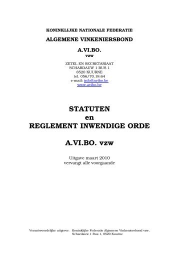 Statuten en Reglementen van Inwendige Orde - Avibo