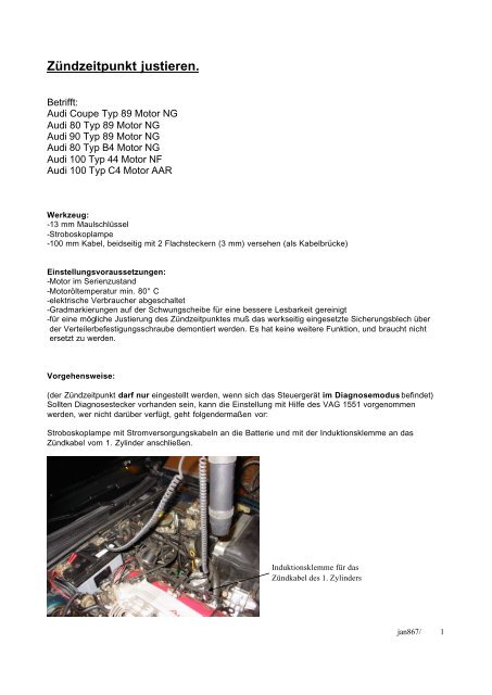 ZÃ¼ndzeitpunkt justieren. - audidrivers â¢ 'DAS'