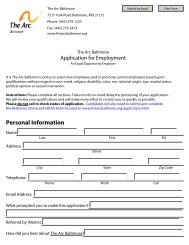 Employment Application - The Arc Baltimore