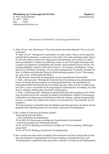 PÃ Verfassungsrecht WS 2011 Handout 2 LÃ¶sung