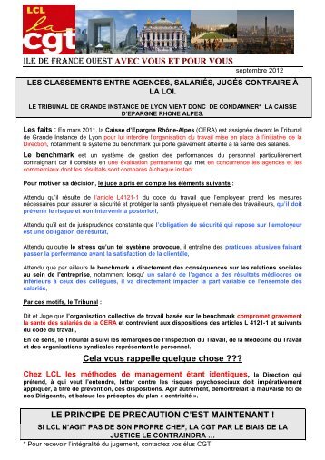 Tract BENCHMARK IDF OUEST - CGT LCL - Le CrÃ©dit Lyonnais