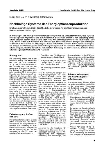 Nachhaltige Systeme der Energiepflanzenproduktion