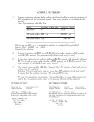 MIXTURE PROBLEMS - Hanlon Math