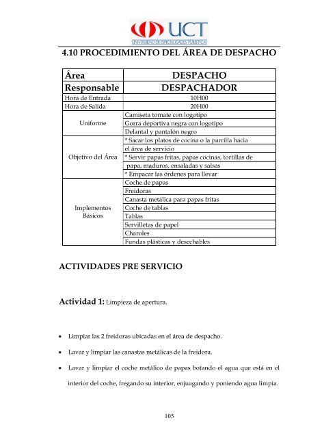 Manual de Procedimientos Operativos para el Restaurante las ...