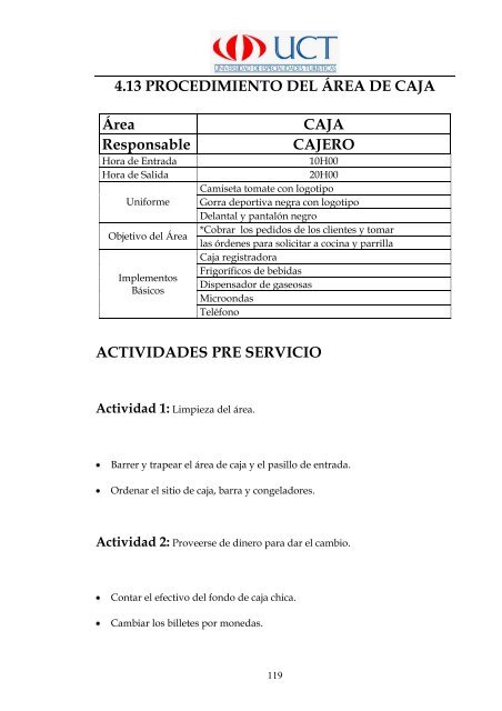 Manual de Procedimientos Operativos para el Restaurante las ...