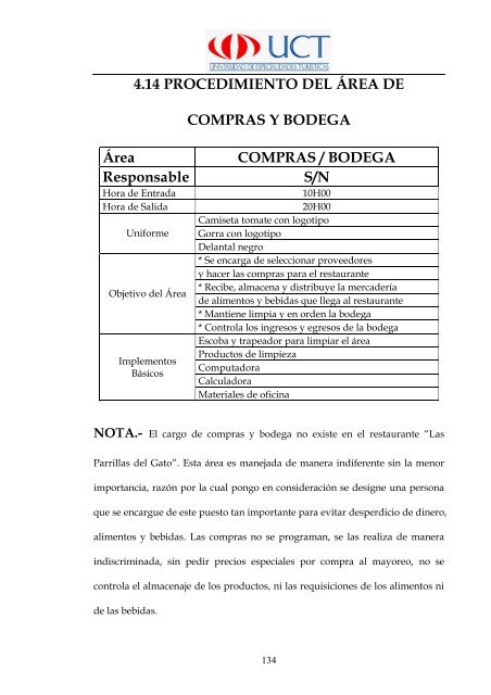 Manual de Procedimientos Operativos para el Restaurante las ...