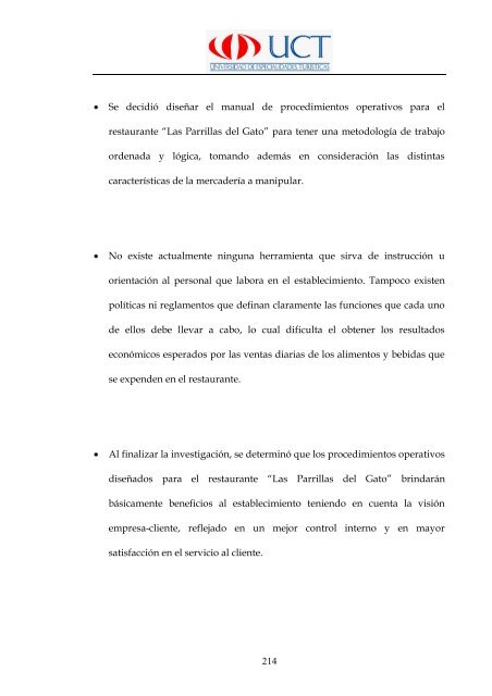 Manual de Procedimientos Operativos para el Restaurante las ...