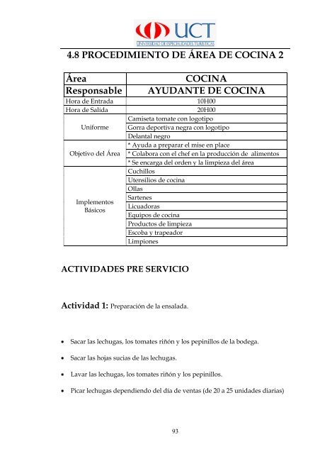 Manual de Procedimientos Operativos para el Restaurante las ...