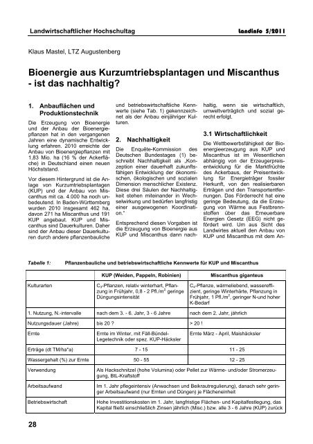 Bioenergie aus Kurzumtriebsplantagen und Miscanthus - ist das ...