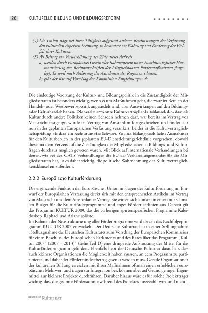 Kulturelle Bildung in der Bildungsreformdiskussion – Konzeption ...