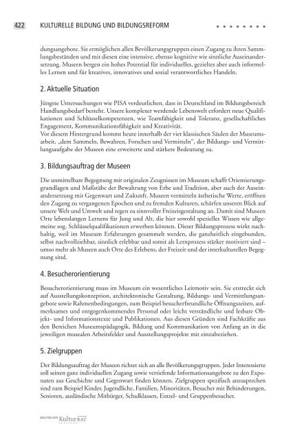 Kulturelle Bildung in der Bildungsreformdiskussion – Konzeption ...