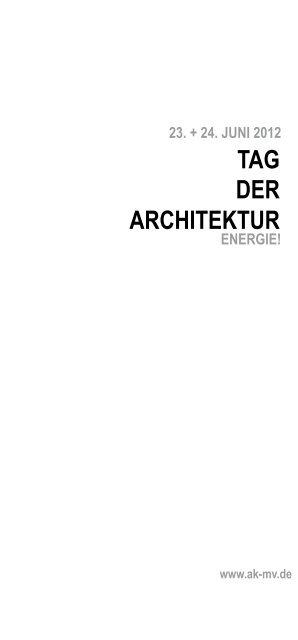 tag der architektur - Architektenkammer Mecklenburg-Vorpommern