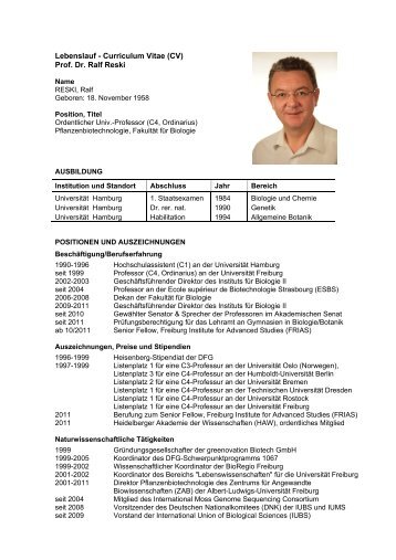 Prof. Dr. Ralf Reski - Plant Biotechnology