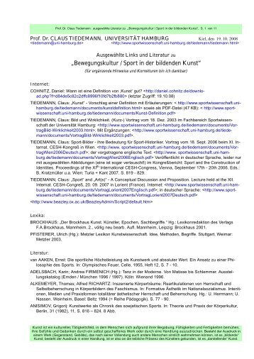 Bewegungskultur / Sport in der bildenden Kunst - Sportwissenschaft ...