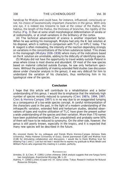 SPECIES CONCEPTS IN THE GENUS USNEA (LICHENIZED ...