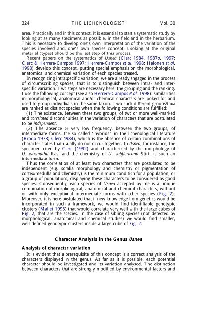 SPECIES CONCEPTS IN THE GENUS USNEA (LICHENIZED ...