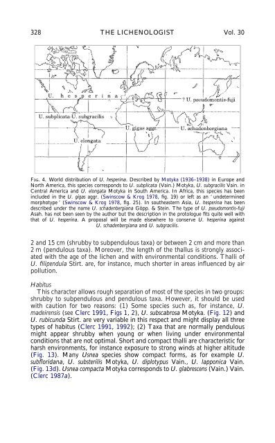 SPECIES CONCEPTS IN THE GENUS USNEA (LICHENIZED ...