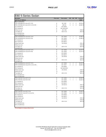 ACS E60 Price List.pdf - Car Shine