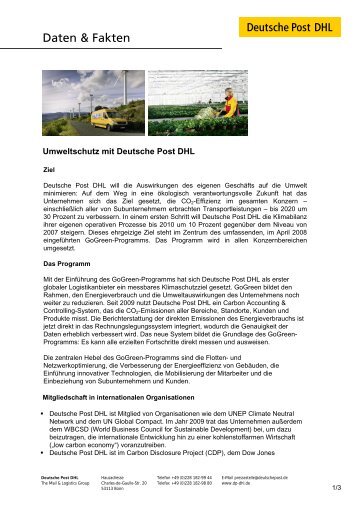 Factsheet GoGreen - Deutsche Post DHL