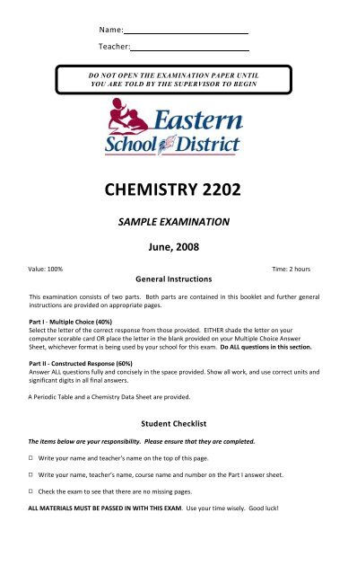 Chemistry 2202 Sample Exam 2008 2.pdf