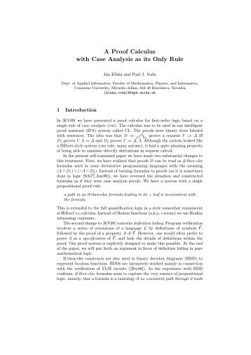 A Proof Calculus with Case Analysis as its Only Rule