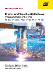 Ersatz- und VerschleiÃteilÃ¼bersicht PT- 19XLS - ESAB