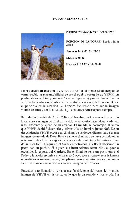 Parasha 18 Mishpatim Juicios Desde El Monte De Efraim
