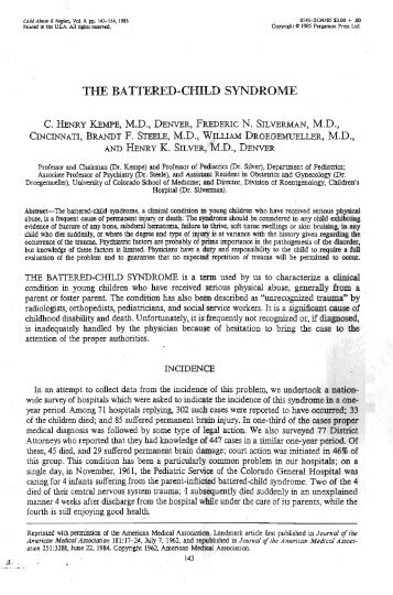 The Battered Child Syndrome - Kempe Children's Center