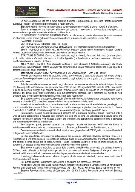 Relazione Generale: Comune di Amaroni - Psacortale.it
