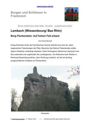 (Wissembourg/ Bas Rhin) Burg Fleckenstein - Burgen-Web.de