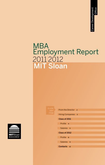 MBA Employment Report - MIT Sloan School of Management