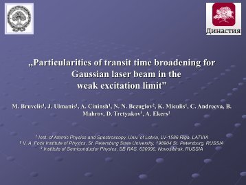 âParticularities of transit time broadening for Gaussian laser beam in ...