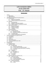 Lait et production laitiÃ¨re AnnÃ©e 2008-2009 Prof. : Ch. Hanzen