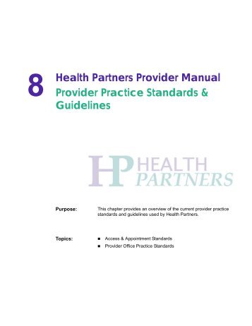 Health Partners Provider Manual Provider Practice Standards ...