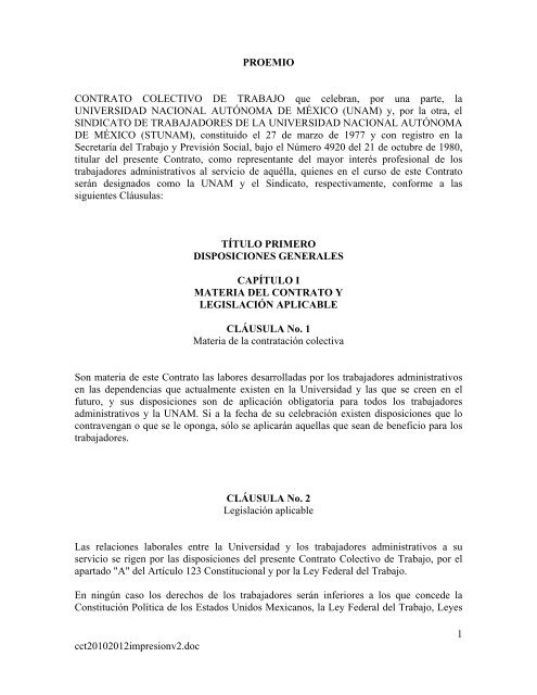 Contrato Colectivo Trabajo - 10/08/2013 03:41:11 am -0500 ...