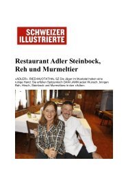 Restaurant Adler Steinbock, Reh und Murmeltier