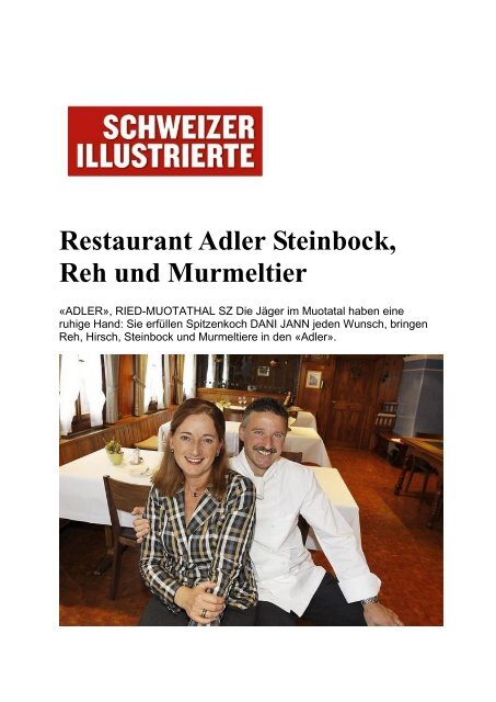 Restaurant Adler Steinbock, Reh und Murmeltier