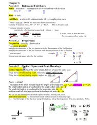 Chapter 6 Notes 6-1 Ratios and Unit Rates Notes 6-2 Proportions 9 ...