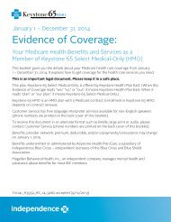 Keystone 65 Select Medical-Only HMO Evidence ... - IBXMedicare.com