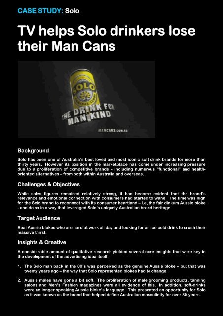 Tv Helps Solo Drinkers Lose Their Man Cans Think Tv