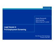 Legal Issues in Pre-Employment Screening - White & Case