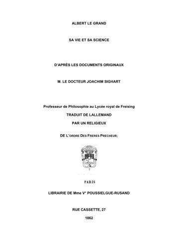 ALBERT LE GRAND SA VIE ET SA SCIENCE D'APRÃS LES ...