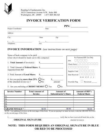 IVF Form - Reading Is Fundamental